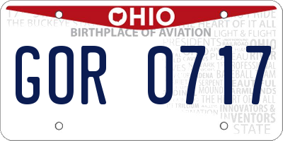 OH license plate GOR0717