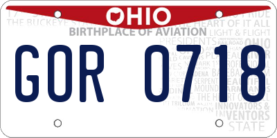 OH license plate GOR0718