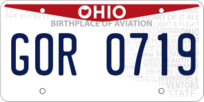 OH license plate GOR0719
