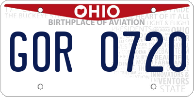 OH license plate GOR0720