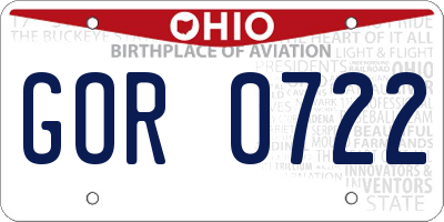 OH license plate GOR0722