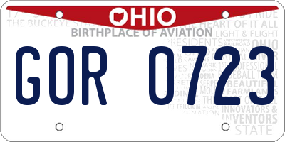 OH license plate GOR0723