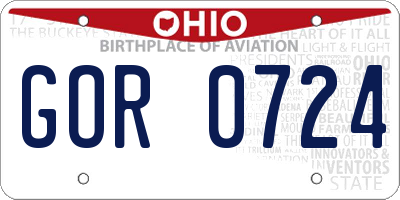 OH license plate GOR0724