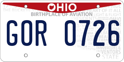 OH license plate GOR0726