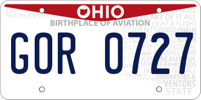 OH license plate GOR0727