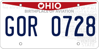 OH license plate GOR0728