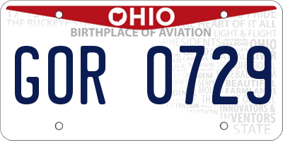 OH license plate GOR0729