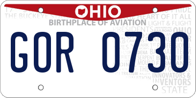 OH license plate GOR0730