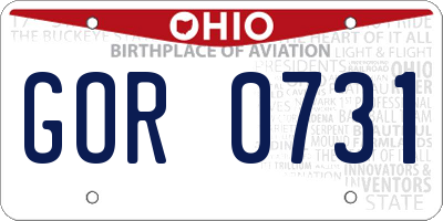 OH license plate GOR0731