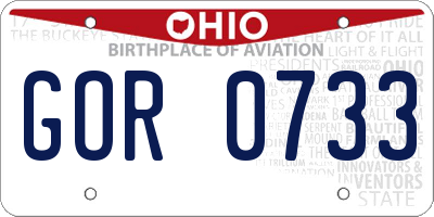 OH license plate GOR0733