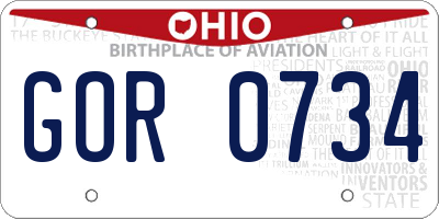 OH license plate GOR0734