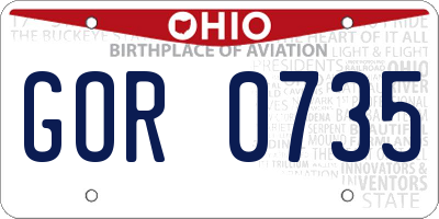 OH license plate GOR0735