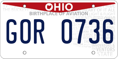 OH license plate GOR0736