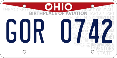 OH license plate GOR0742