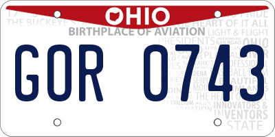 OH license plate GOR0743