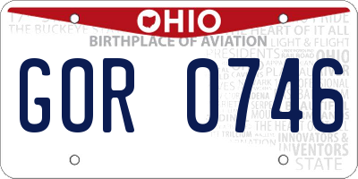OH license plate GOR0746