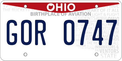 OH license plate GOR0747