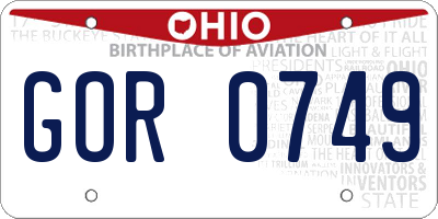 OH license plate GOR0749