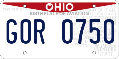 OH license plate GOR0750