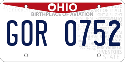 OH license plate GOR0752