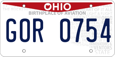 OH license plate GOR0754