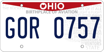OH license plate GOR0757