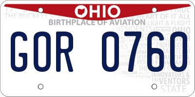 OH license plate GOR0760