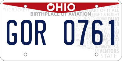 OH license plate GOR0761