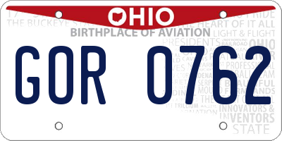 OH license plate GOR0762