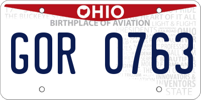 OH license plate GOR0763