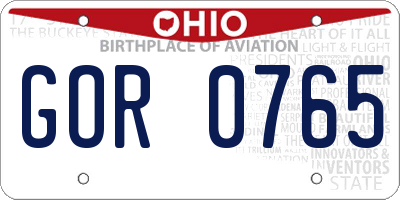OH license plate GOR0765