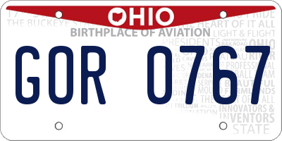 OH license plate GOR0767