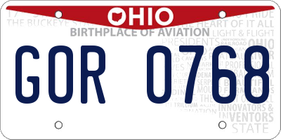 OH license plate GOR0768