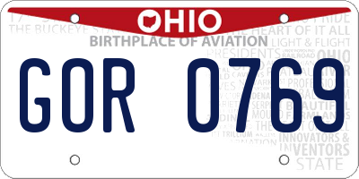 OH license plate GOR0769