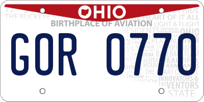 OH license plate GOR0770