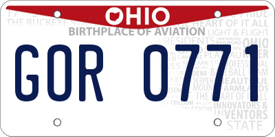 OH license plate GOR0771