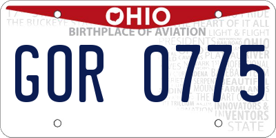 OH license plate GOR0775