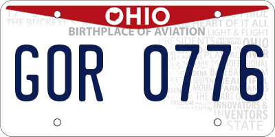OH license plate GOR0776