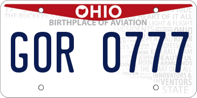 OH license plate GOR0777