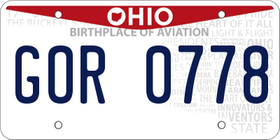 OH license plate GOR0778