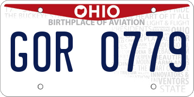 OH license plate GOR0779