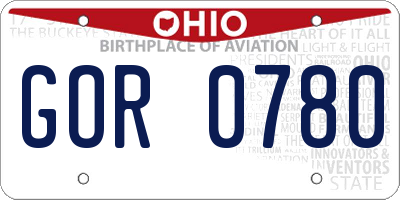 OH license plate GOR0780