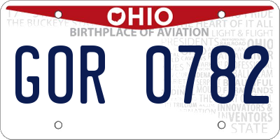 OH license plate GOR0782