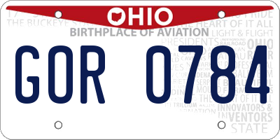 OH license plate GOR0784