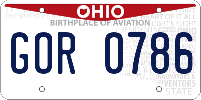 OH license plate GOR0786