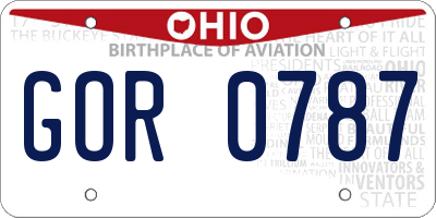 OH license plate GOR0787
