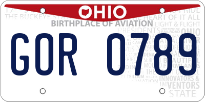 OH license plate GOR0789