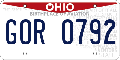 OH license plate GOR0792