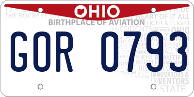 OH license plate GOR0793