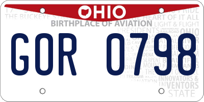 OH license plate GOR0798